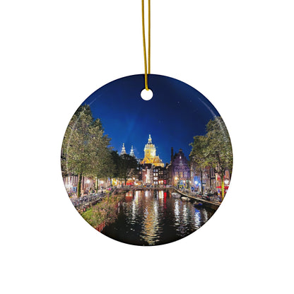 Amsterdam at Night by Chasing Oz - Ceramic Ornaments