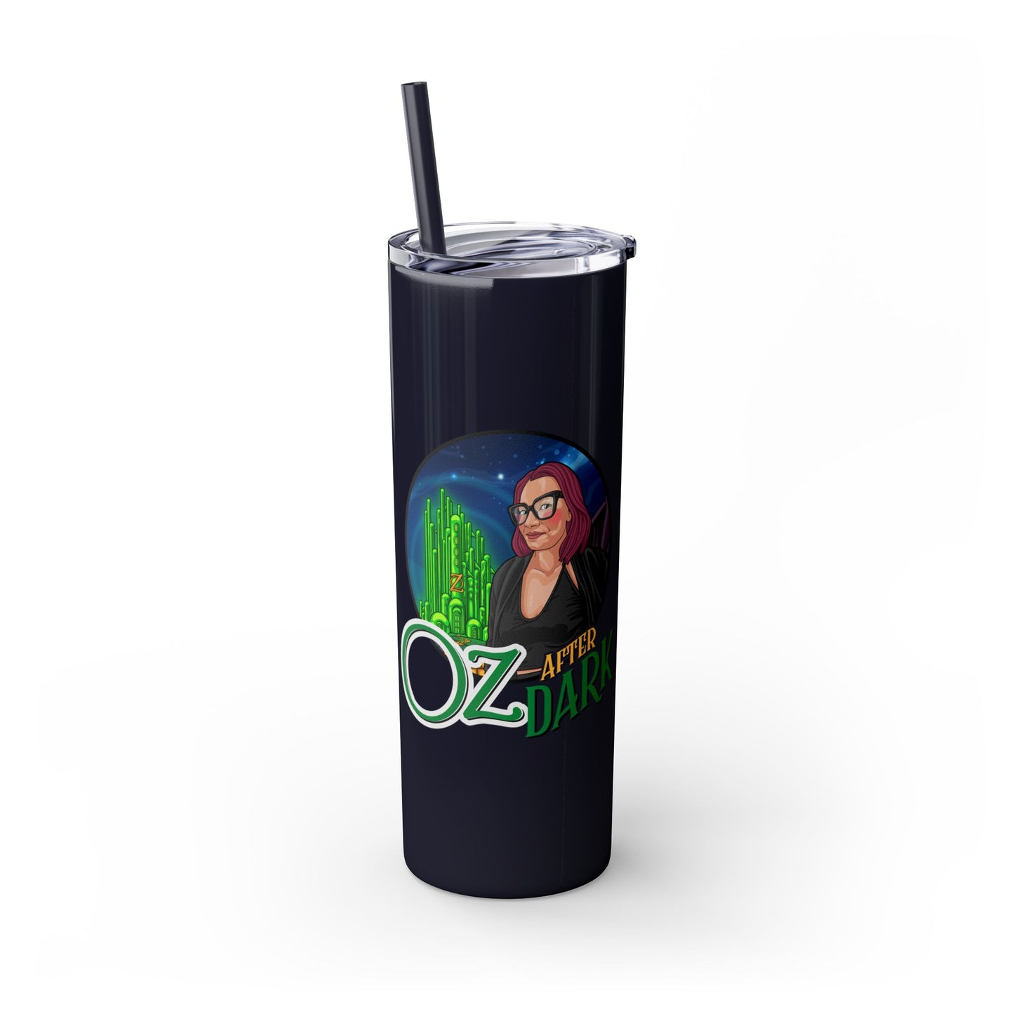 Oz After Dark Podcast Skinny Tumbler with Straw -20oz