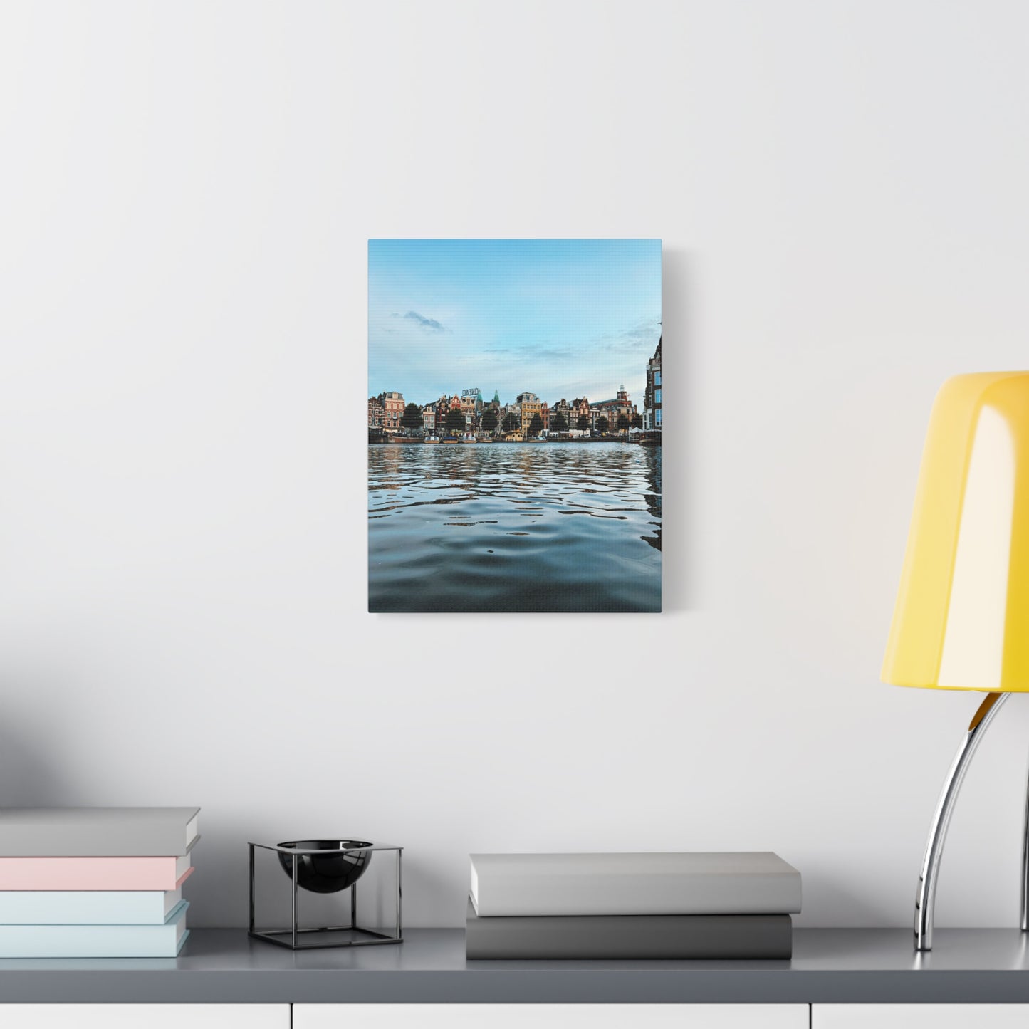 Amsterdam Central Station Canal View - Matte Stretched Canvas (1.25")