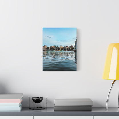 Amsterdam Central Station Canal View - Matte Stretched Canvas (1.25")