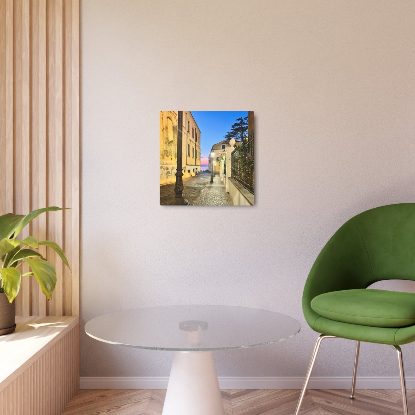 Amalfi Coast Nights Sunset Coastal Alley - Metal Art Sign