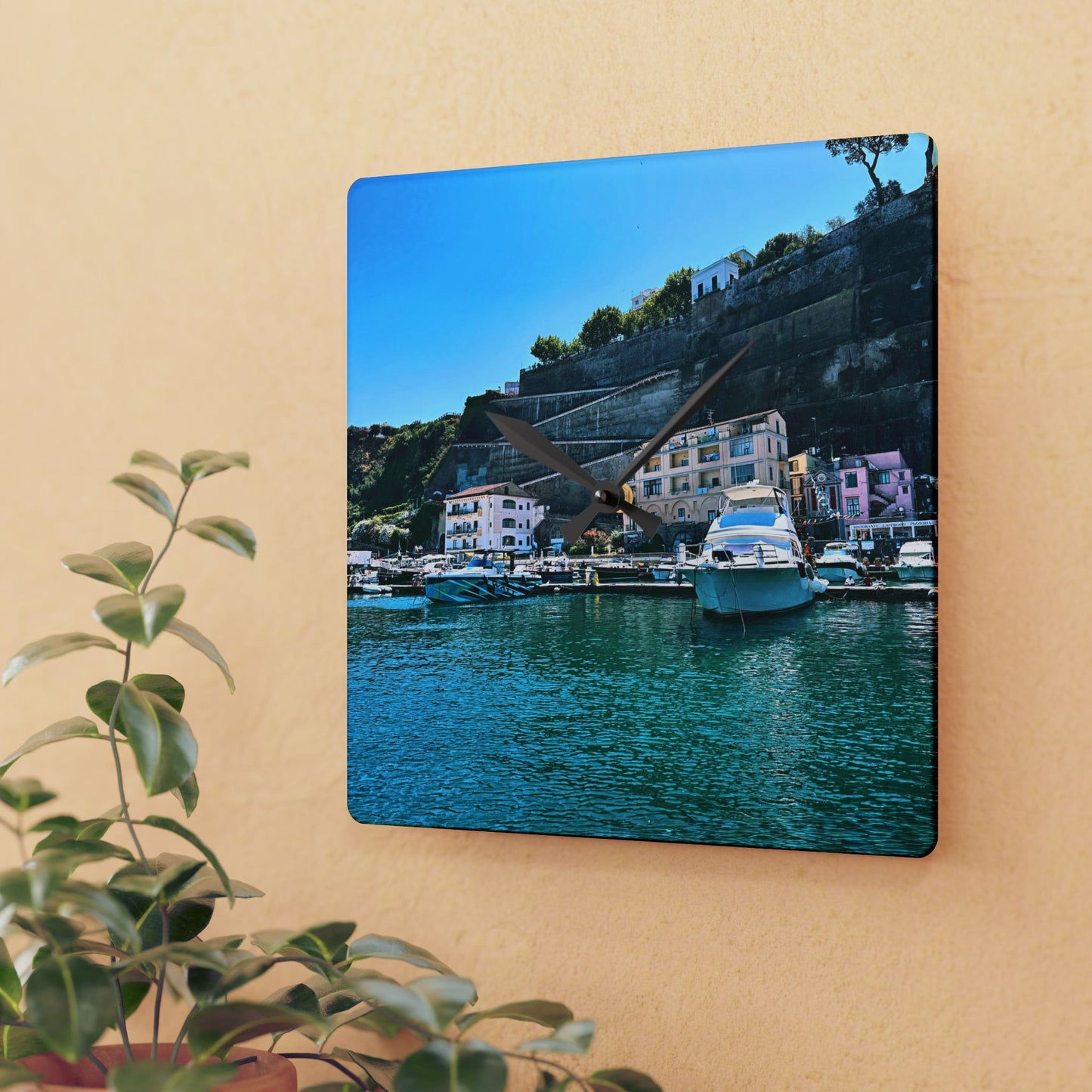 Capri Harbor - Acrylic Wall Clock