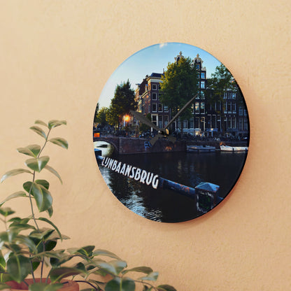 Amsterdam Canal Cityscape - Acrylic Wall Clock