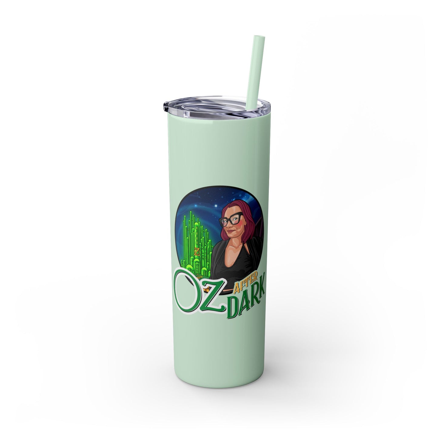 Oz After Dark Podcast Skinny Tumbler with Straw -20oz