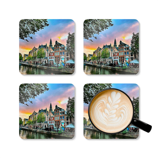 Amsterdam Sunset - Corkwood Coaster Set