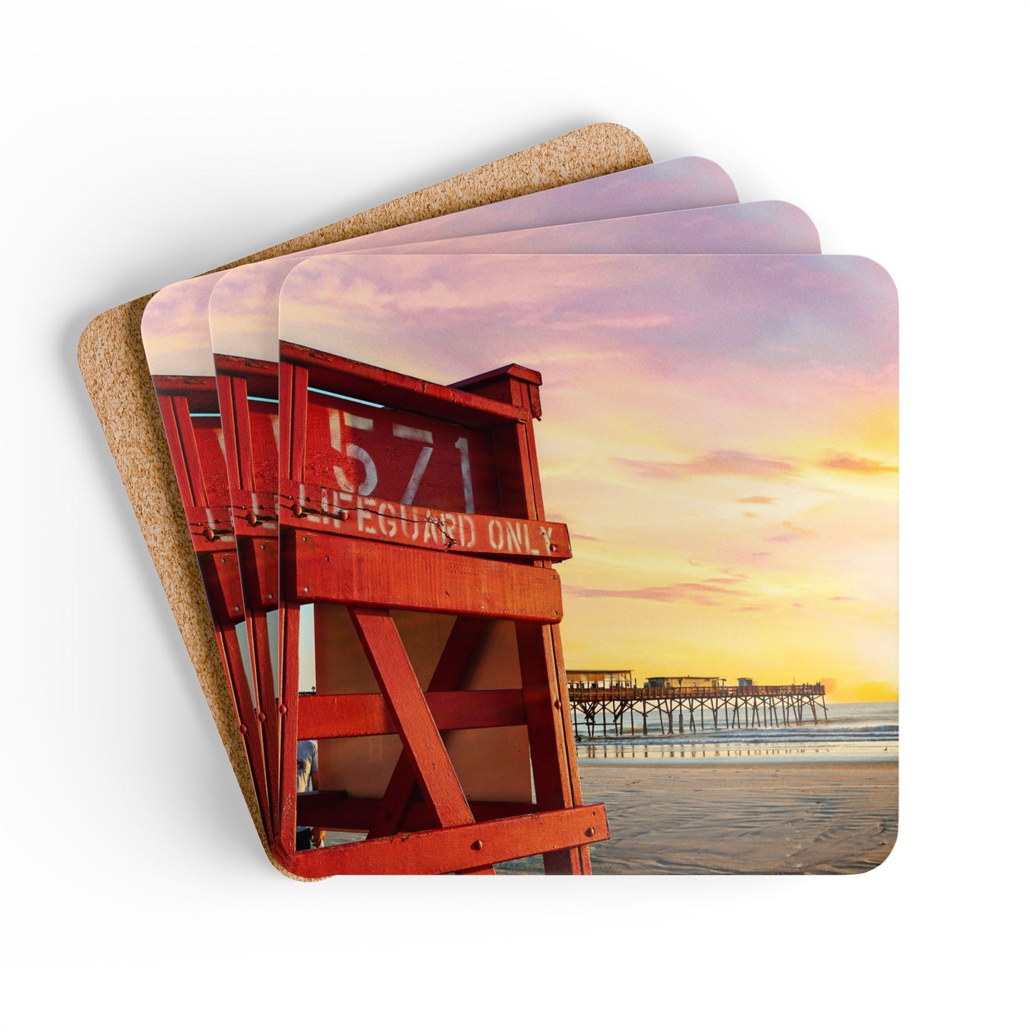 Daytona Beach Sunrise by Chasing Oz - Cork Coaster Set (of 4)