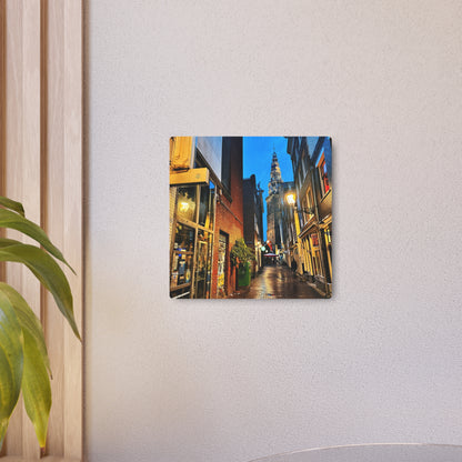 Amsterdam Alley Nightscape - Metal Art Sign