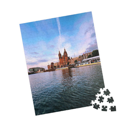 Amsterdam Central Station Canal Sunset -  Jigsaw Puzzle