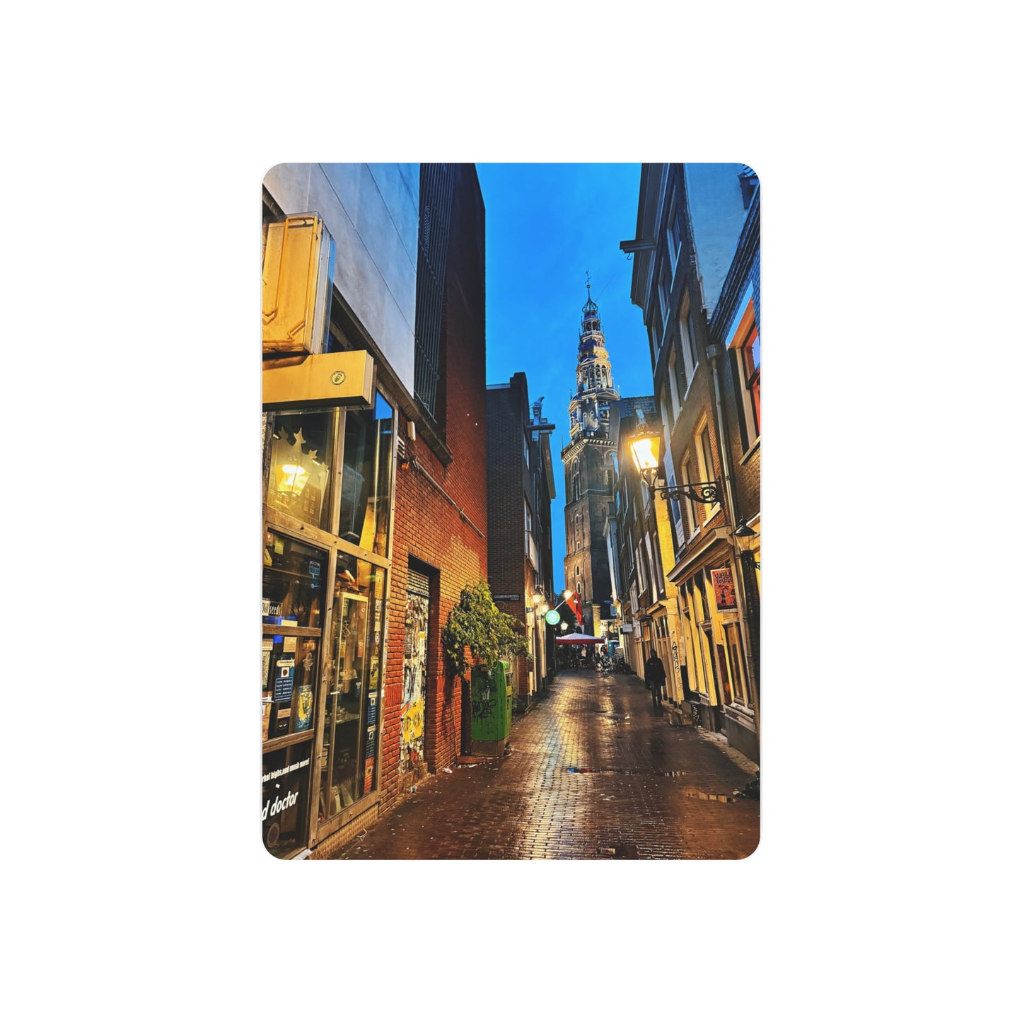 Amsterdam Alley Nightscape - Metal Art Sign