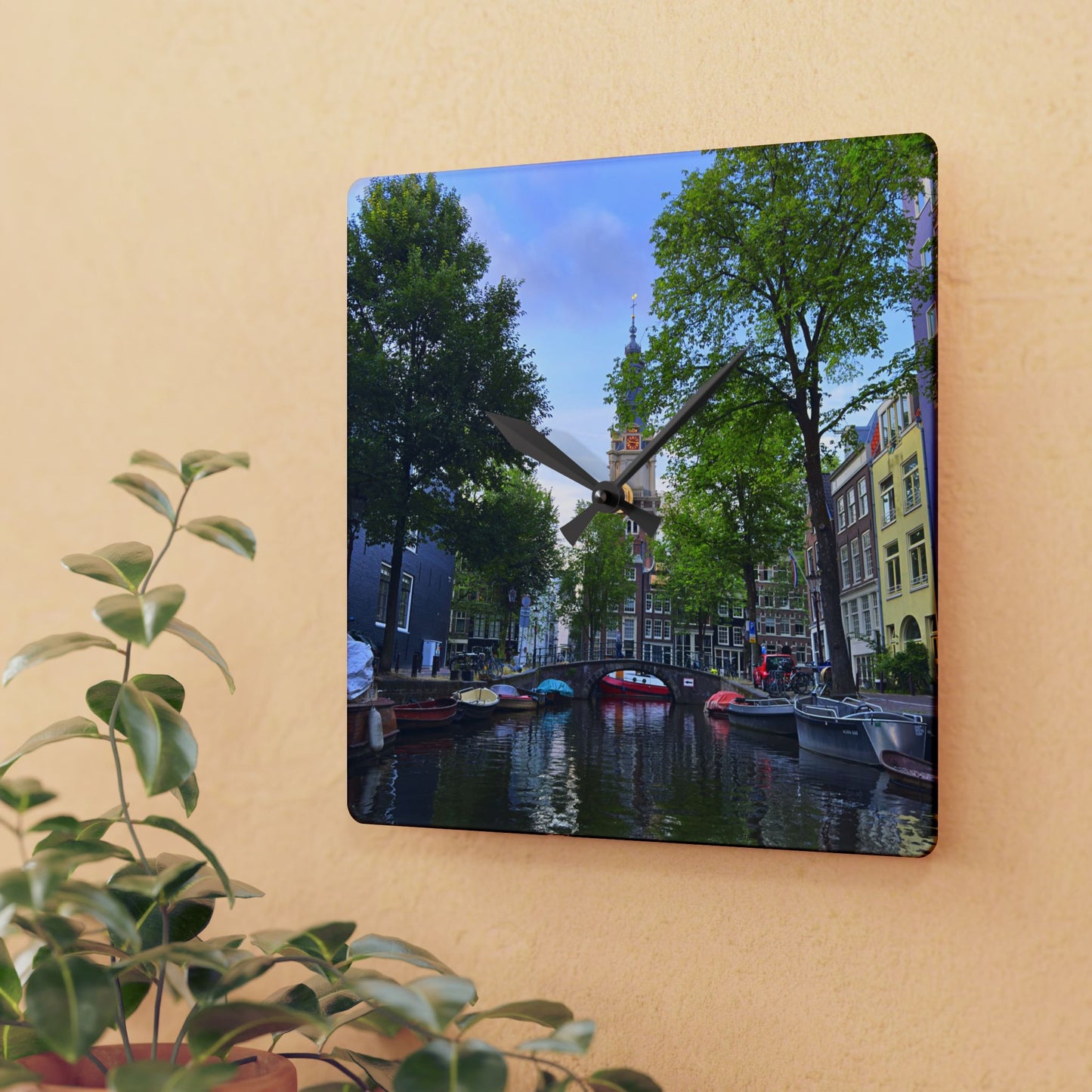 Amsterdam at Sundown - Acrylic Wall Clock