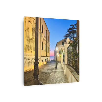 Amalfi Coast Nights Sunset Coastal Alley - Metal Art Sign