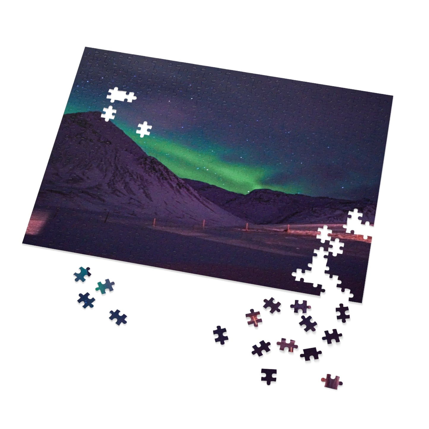 Iceland Northern Lights Jigsaw Puzzle with Tin