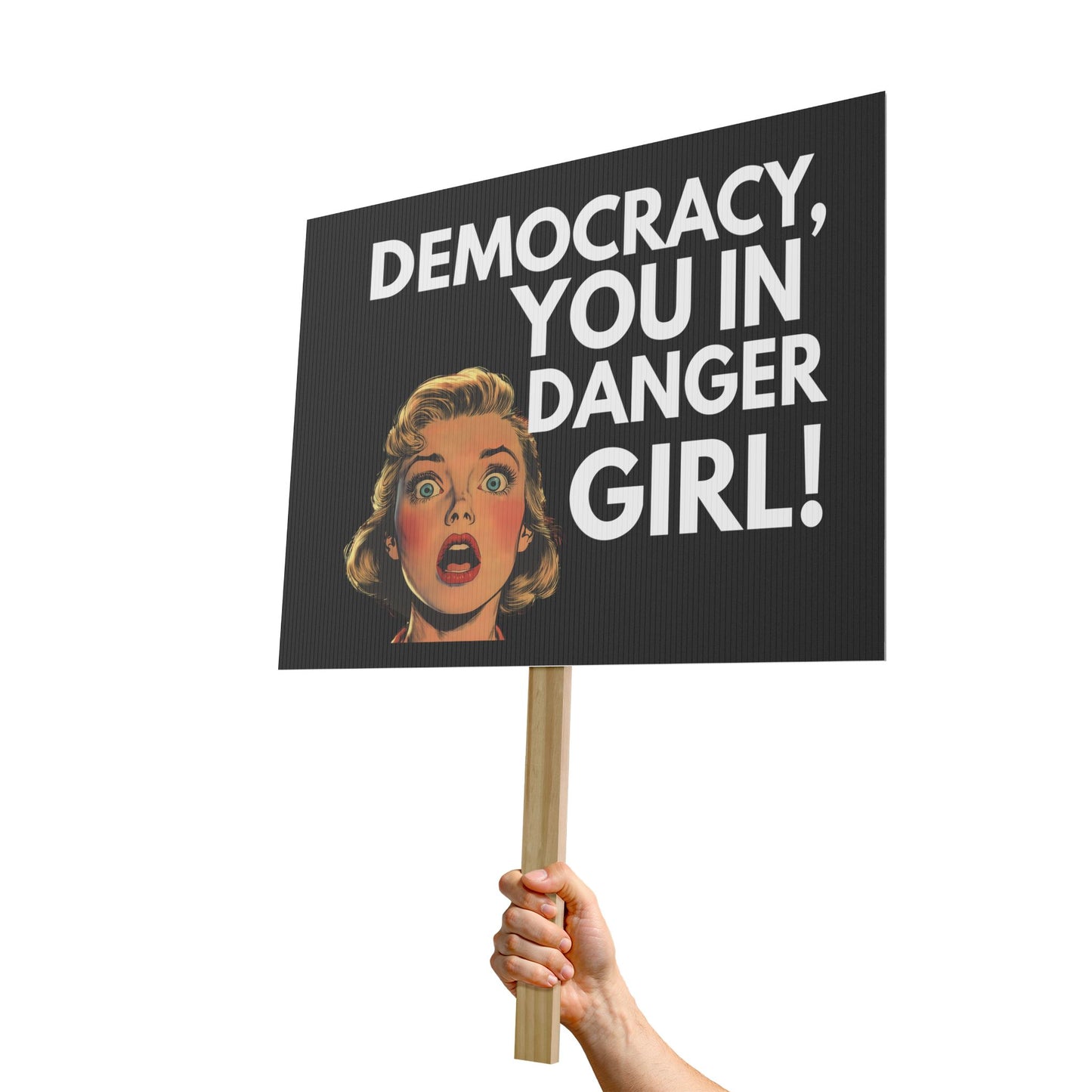 Democracy, You in Danger Girl! - Protest Sign