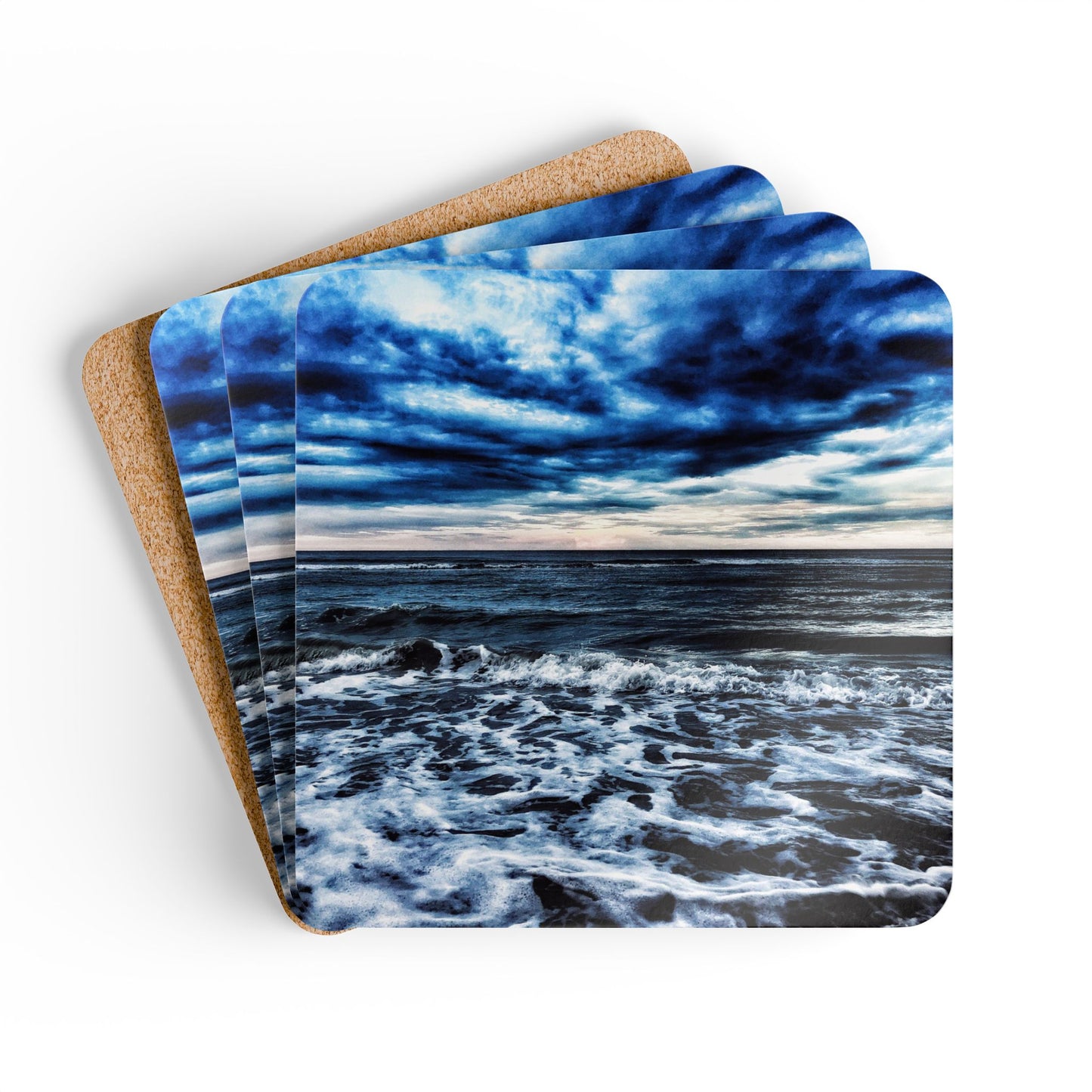 Daytona Stormy Ocean by Chasing Oz - Corkwood Coaster Set (of 4)