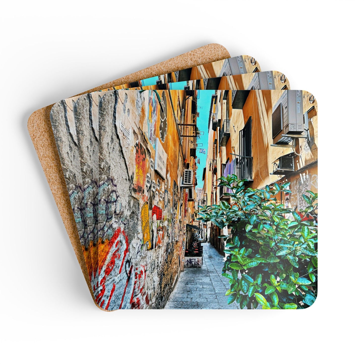 Naples Alley Cityscape - Coasters (Set of 4)