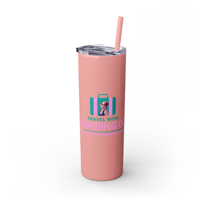 Travel with Chasing Oz Skinny Tumbler with Straw, 20oz