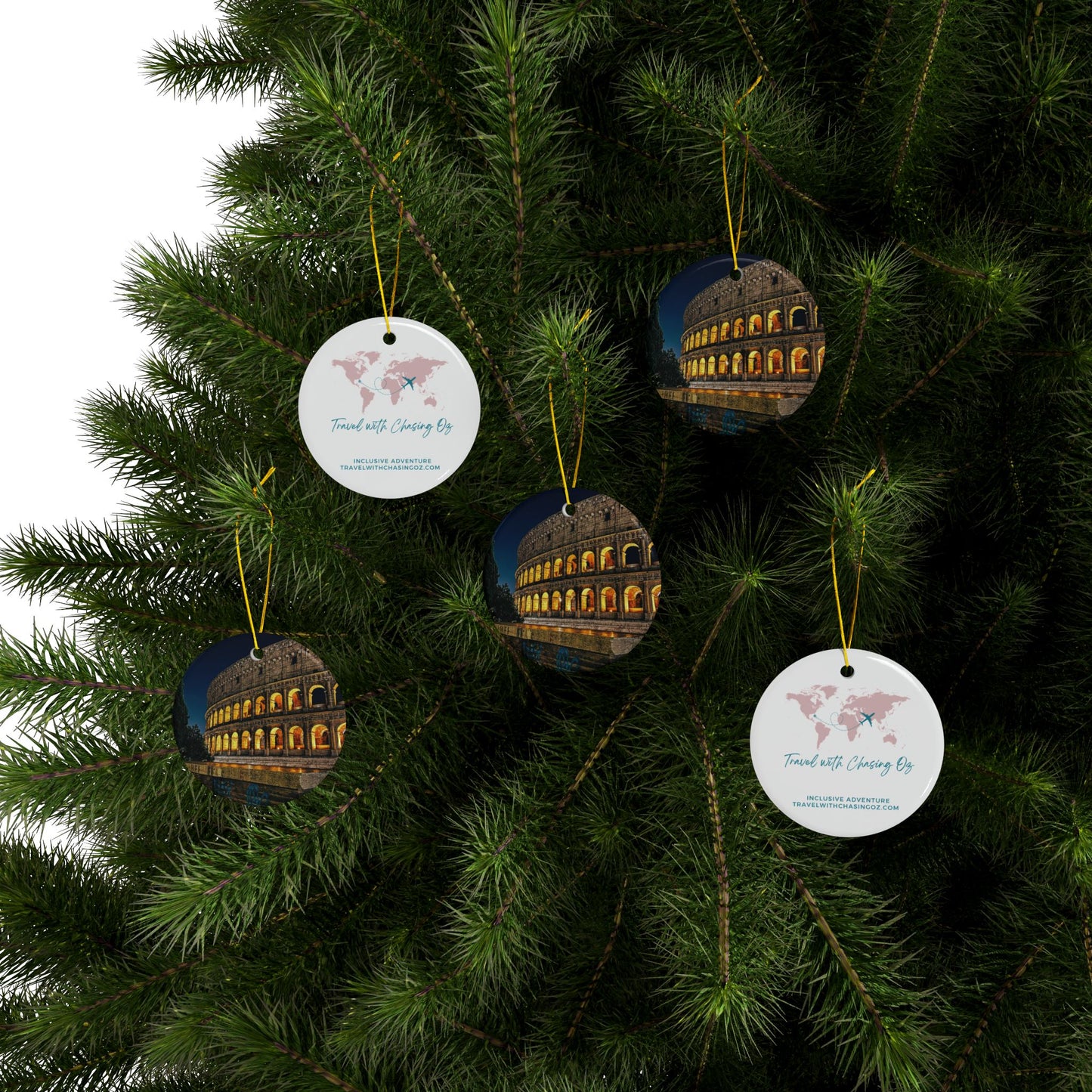 Evening Coliseum Rome by Chasing Oz - Double-sided Ceramic Ornaments
