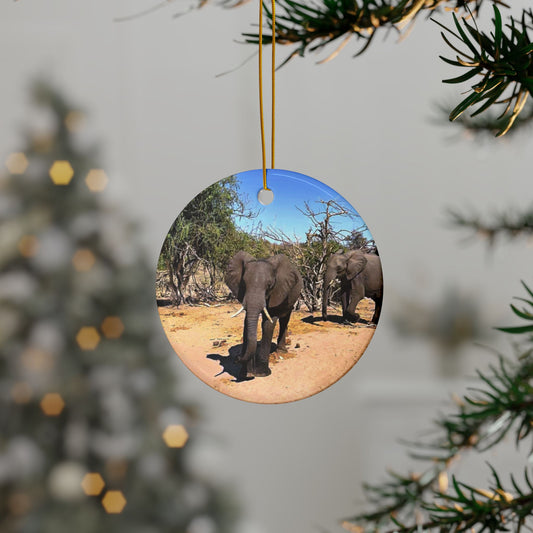 Safari Elephants by Chasing Oz - Ceramic Ornaments