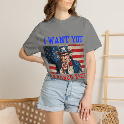 I Want You To Punch Nazis" Patriotic Unisex Tee