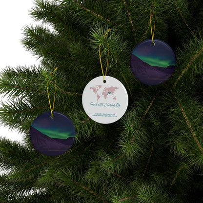 Iceland Northern Lights by Chasing Oz - Double-sided Ceramic Ornaments