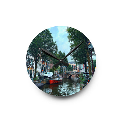 Above the Bridge Amsterdam - Acrylic Wall Clock