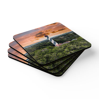 St. Augustine Lighthouse Sunset by Chasing Oz - Corkwood Coaster Set (of 4)