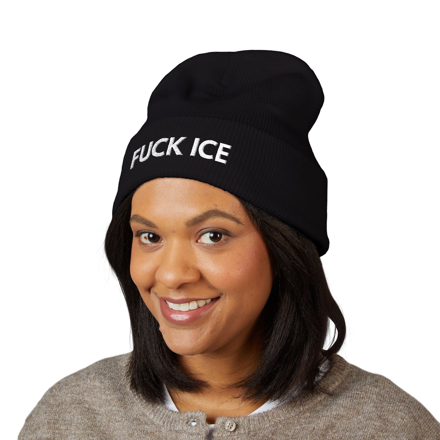 FUCK ICE - Embroidered Cuffed Beanie