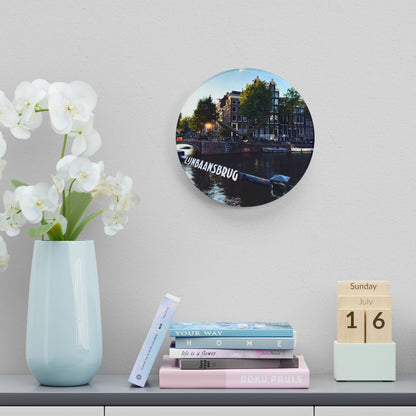 Amsterdam Canal Cityscape - Acrylic Wall Clock