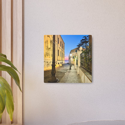 Amalfi Coast Nights Sunset Coastal Alley - Metal Art Sign