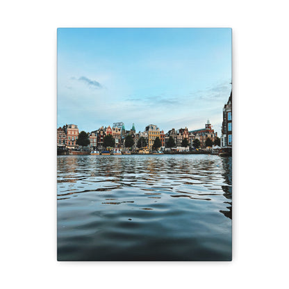Amsterdam Central Station Canal View - Matte Stretched Canvas (1.25")