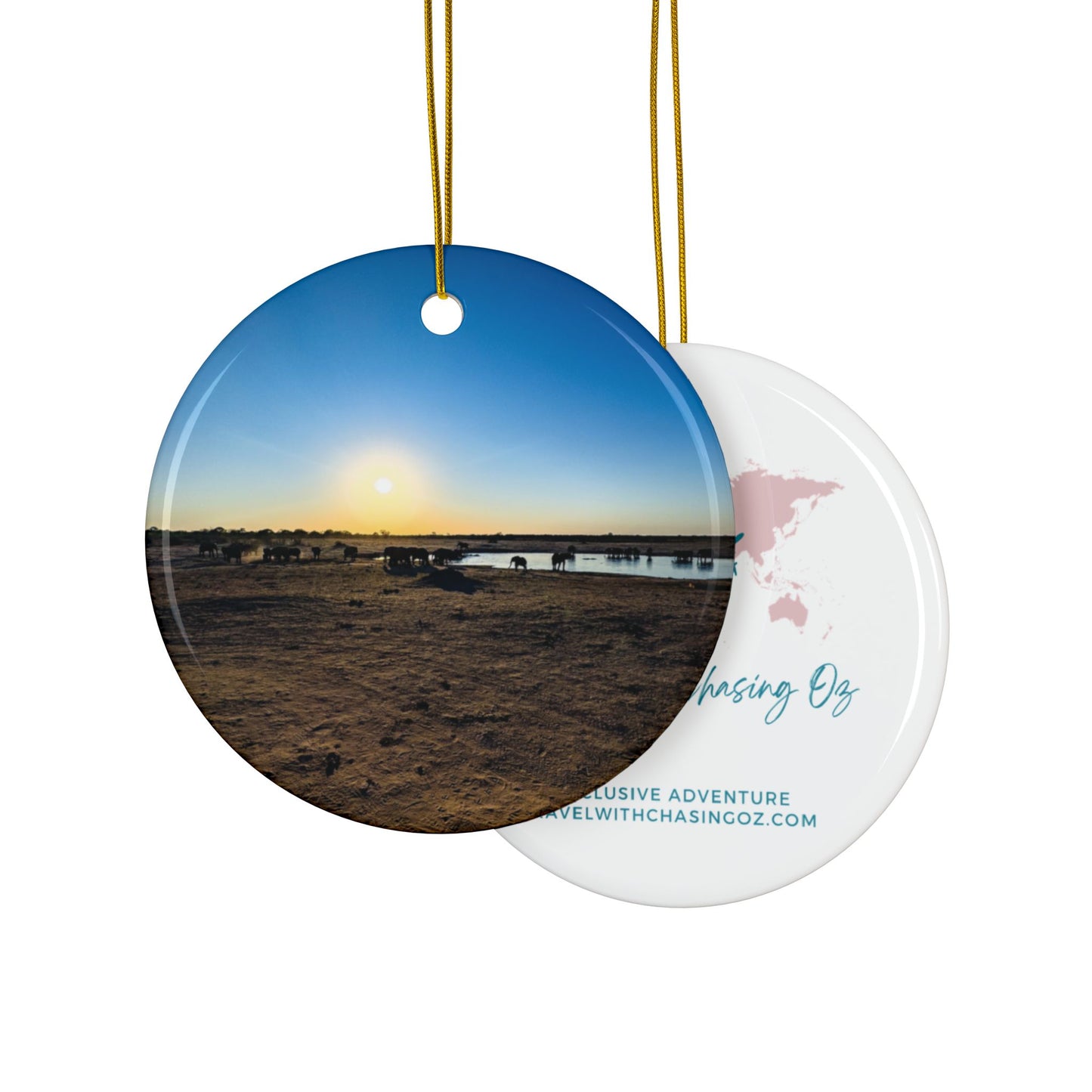 Elephant Sunset Botswana - Ceramic Ornaments