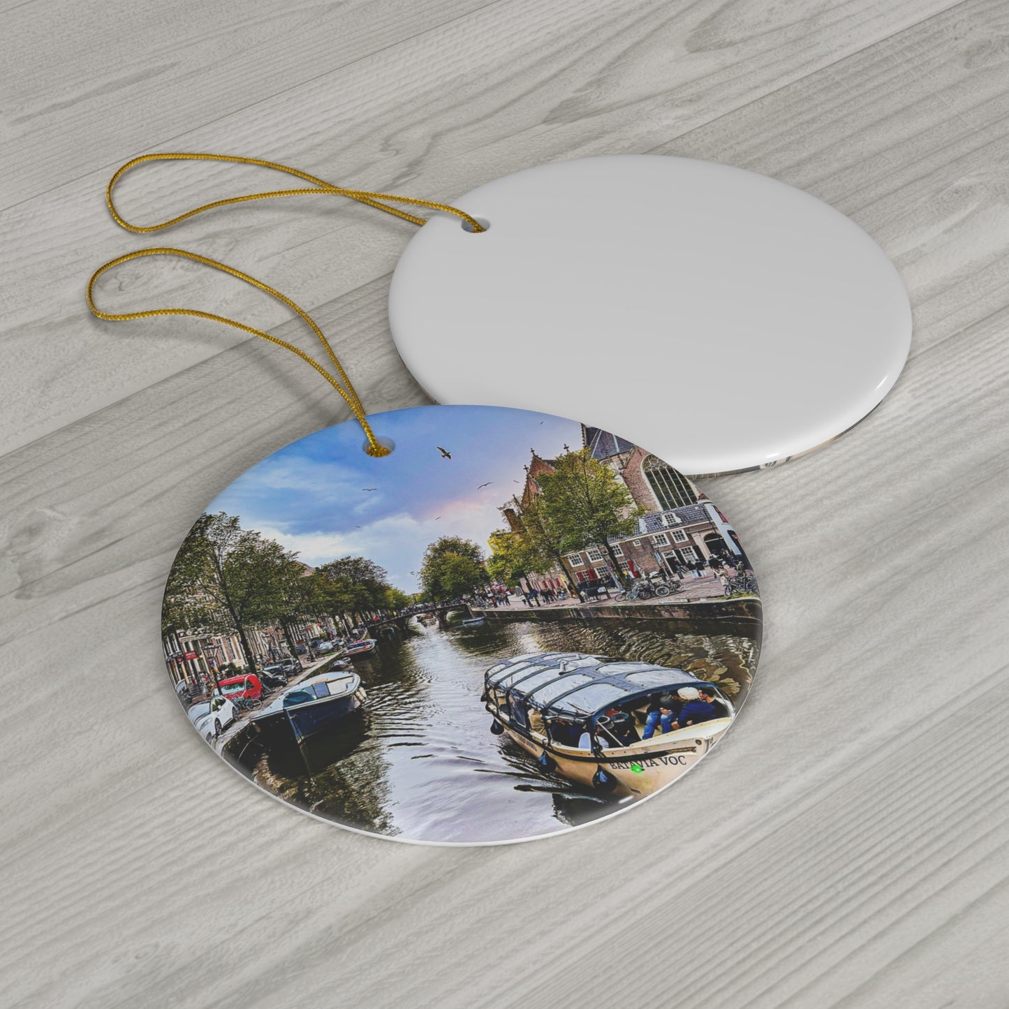 Chasing Oz Art Amsterdam Canal Sunset Ceramic Ornament