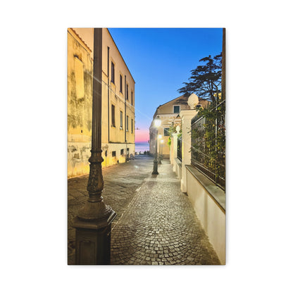 Amalfi Coast Nights Sunset Coastal Alley - Matte Canvas Print (1.25")