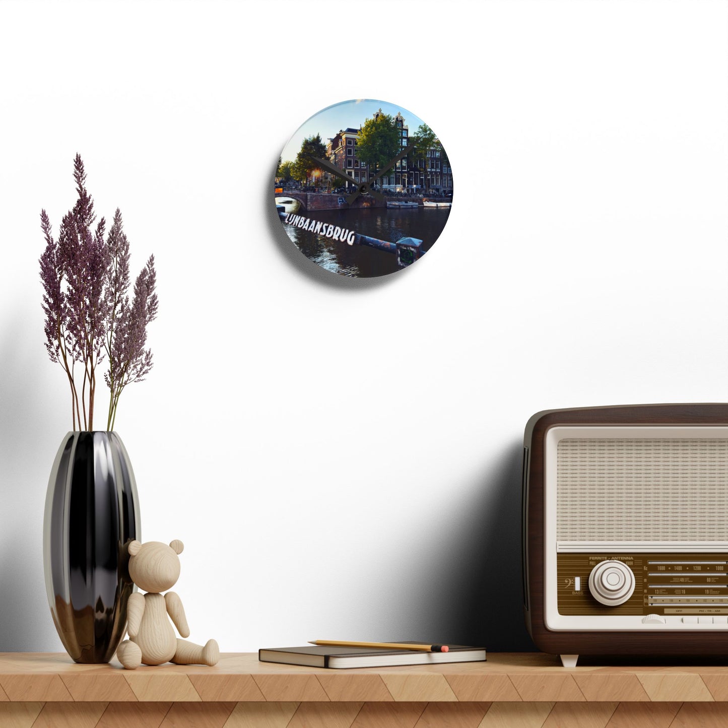 Amsterdam Canal Cityscape - Acrylic Wall Clock