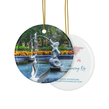 Forsyth Park Fountain by Chasing Oz - Double-sided Ceramic Ornaments