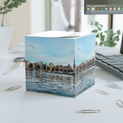 Amsterdam Amstel River Reflection — Scenic Sticky Note Cube
