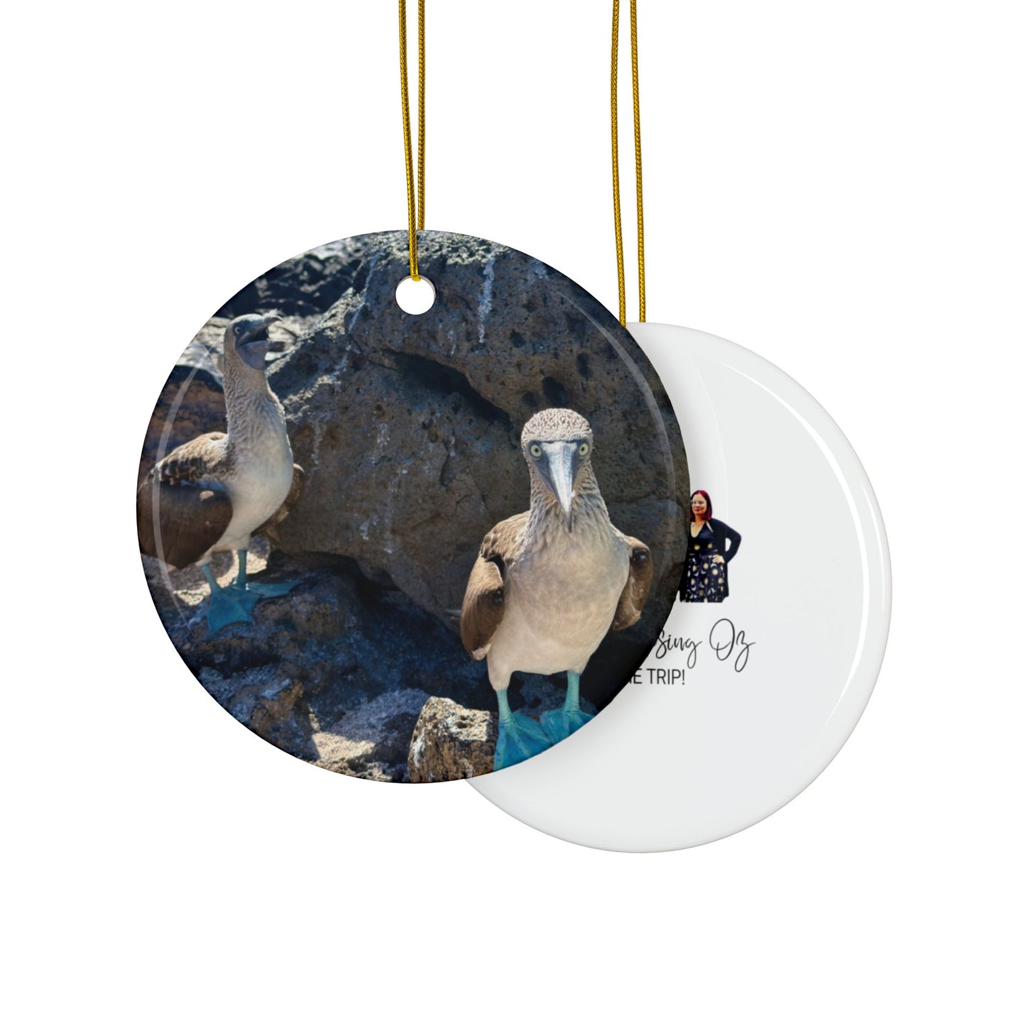 Blue-Footed Booby Ceramic Double-Sided Ornament — Travel with Chasing Oz