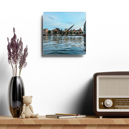 Amsterdam Canal Twilight - Acrylic Wall Clock