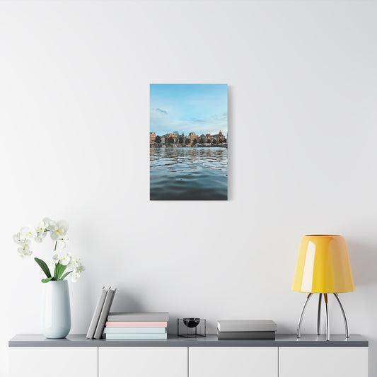 Amsterdam Central Station Canal View - Matte Stretched Canvas (1.25")