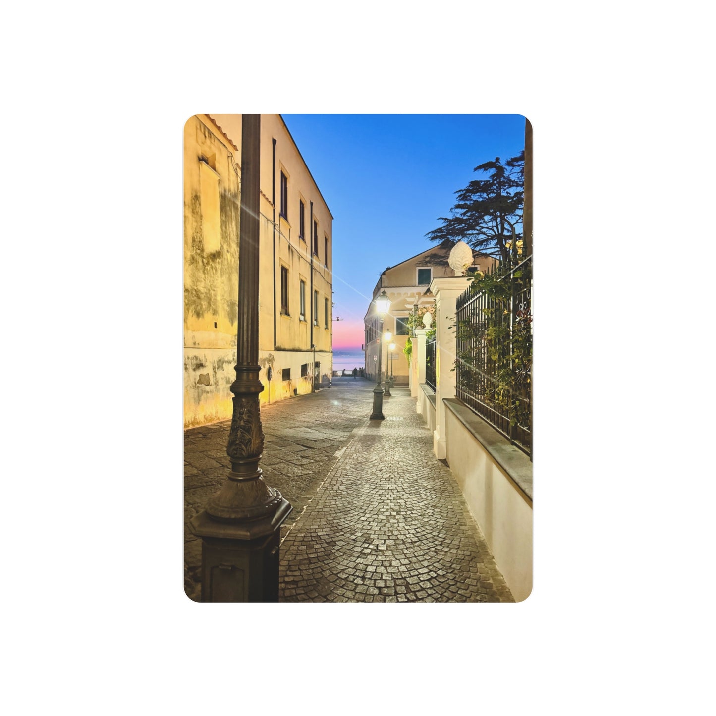 Amalfi Coast Nights Sunset Coastal Alley - Metal Art Sign