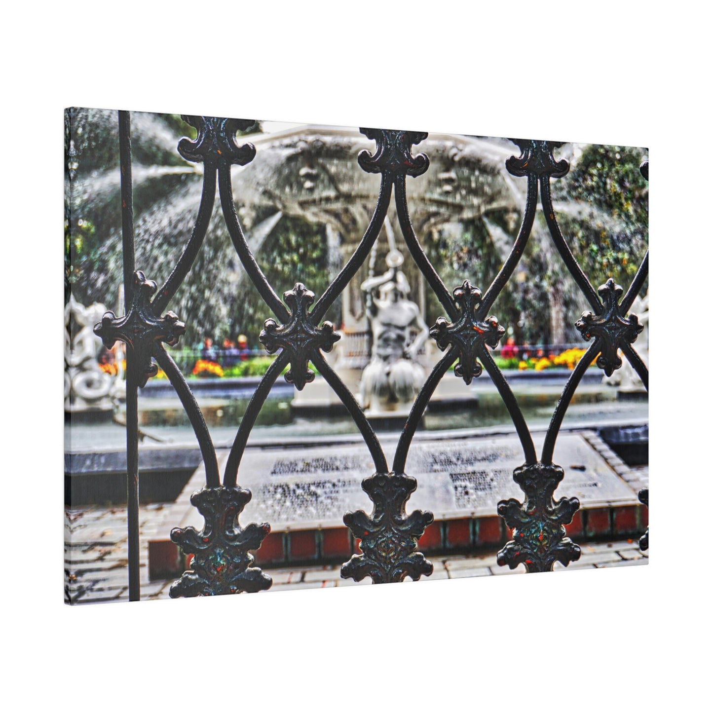 Forsyth Park Fountain Iron Views Matte Stretched Canvas 0.75"