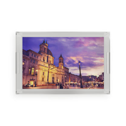 Chasing Oz Art Navona Square Sunset Acrylic Serving Tray