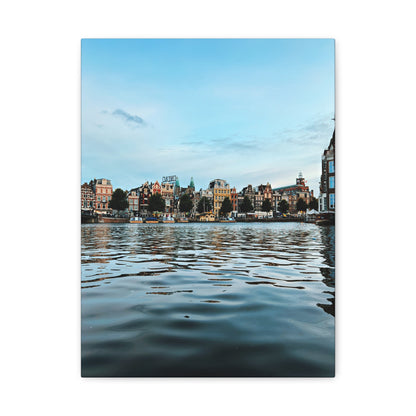 Amsterdam Central Station Canal View - Matte Stretched Canvas (1.25")