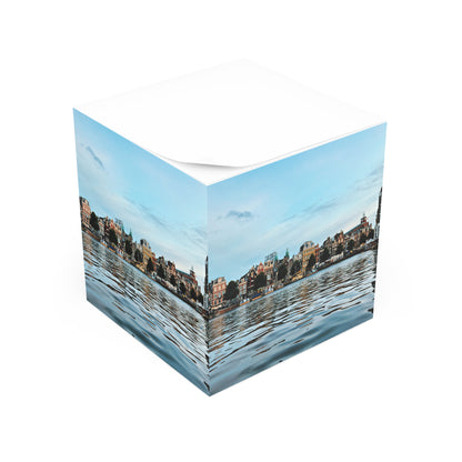 Amsterdam Amstel River Reflection — Scenic Sticky Note Cube