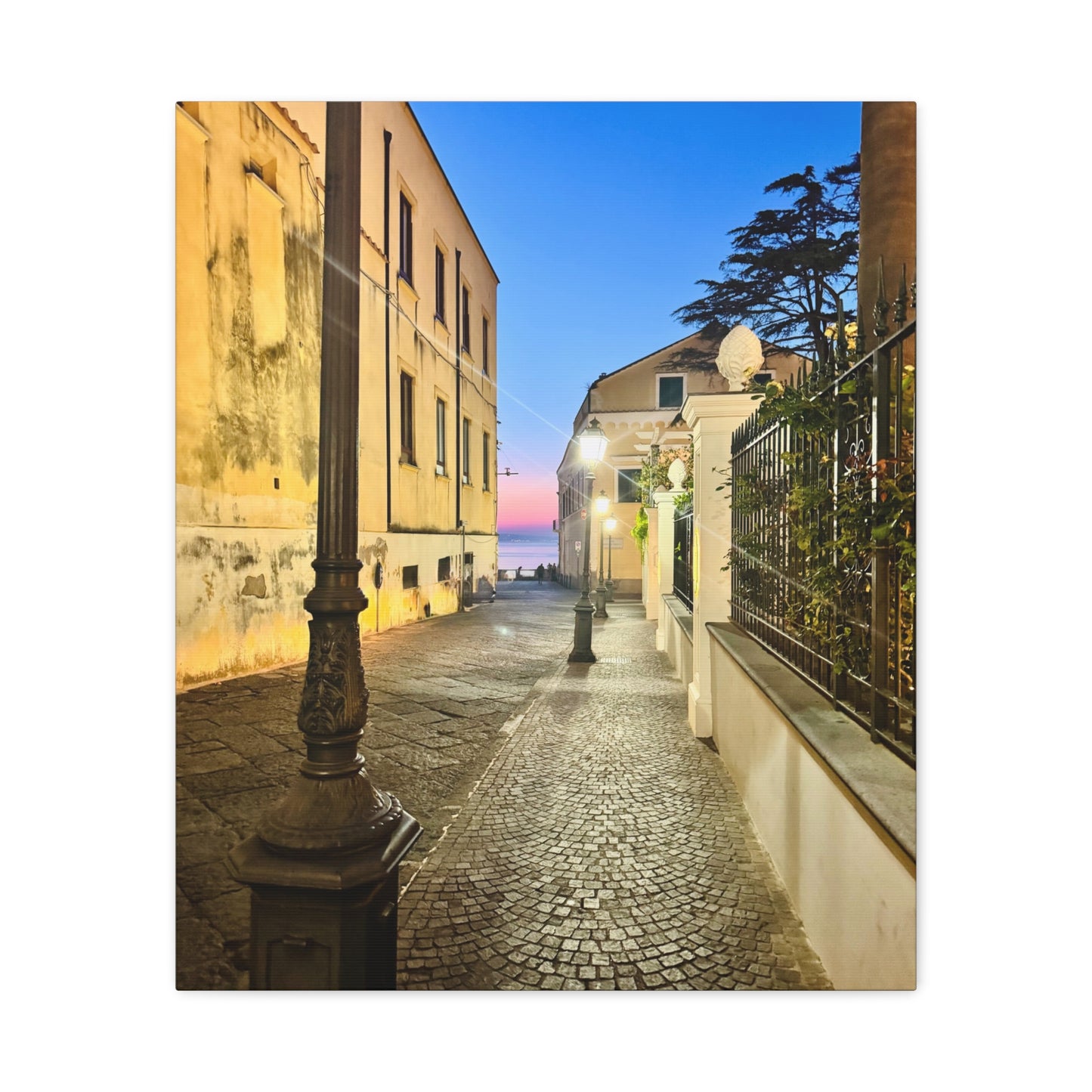 Amalfi Coast Nights Sunset Coastal Alley - Matte Canvas Print (1.25")