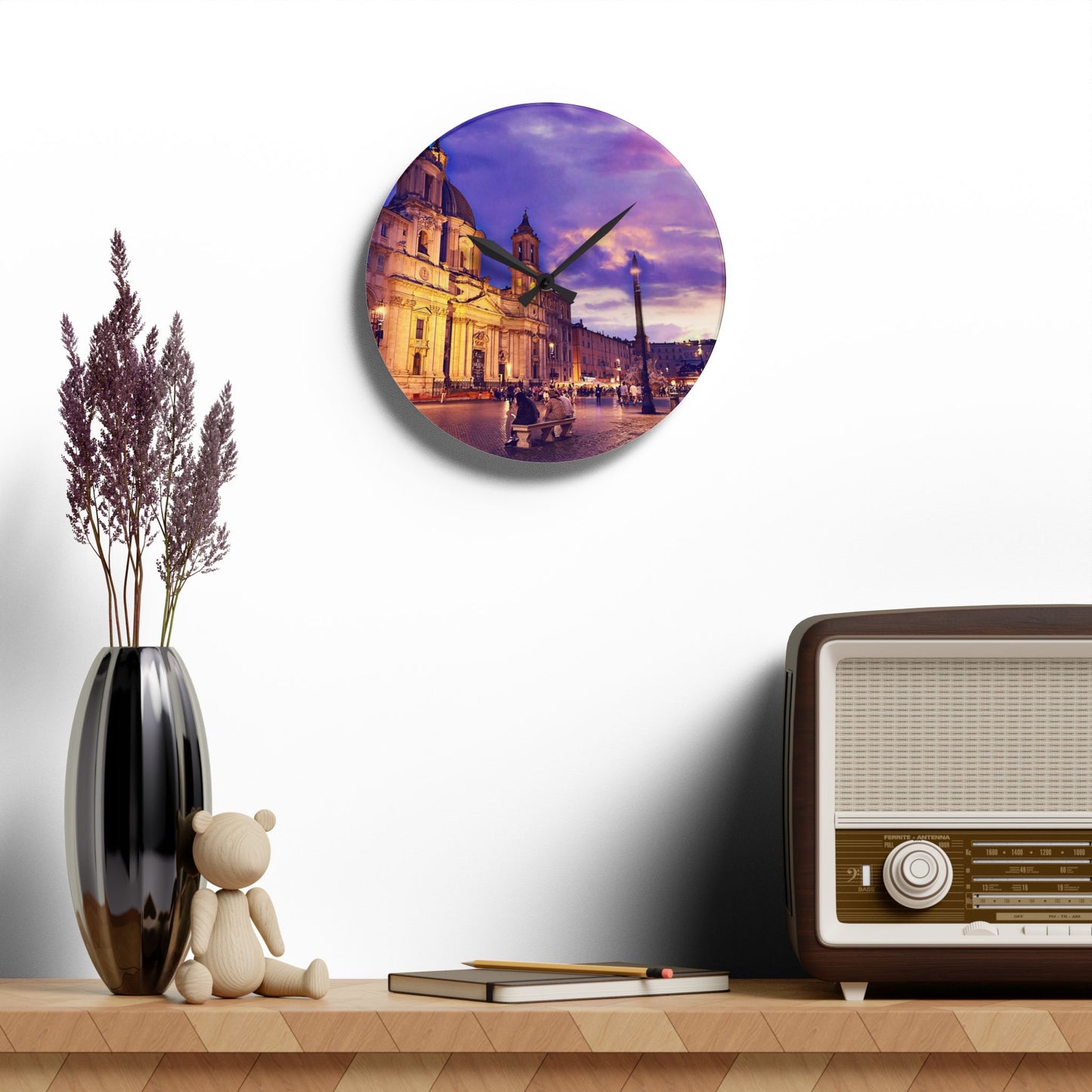 Chasing Oz Art Rome Sunset Acrylic Wall Clock