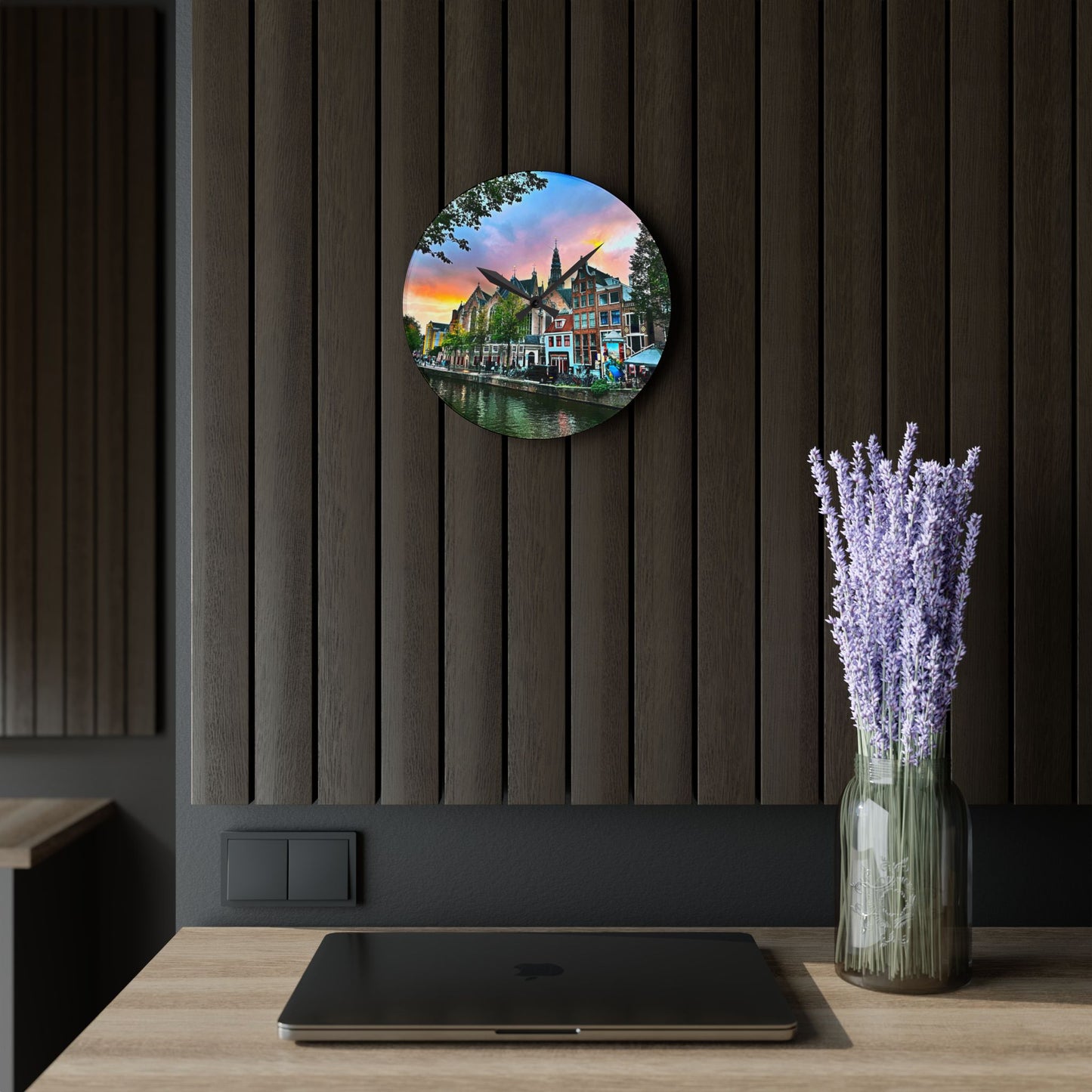 Wall Clock - Amsterdam Sunset Photography by Chasing Oz