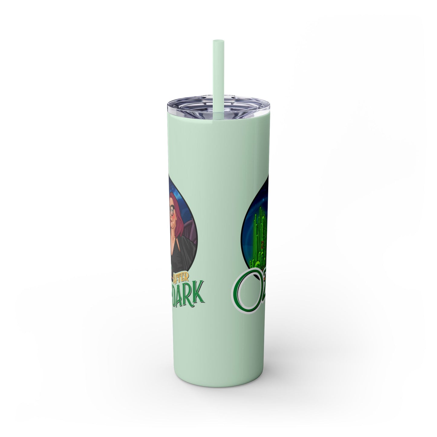 Oz After Dark Podcast Skinny Tumbler with Straw -20oz