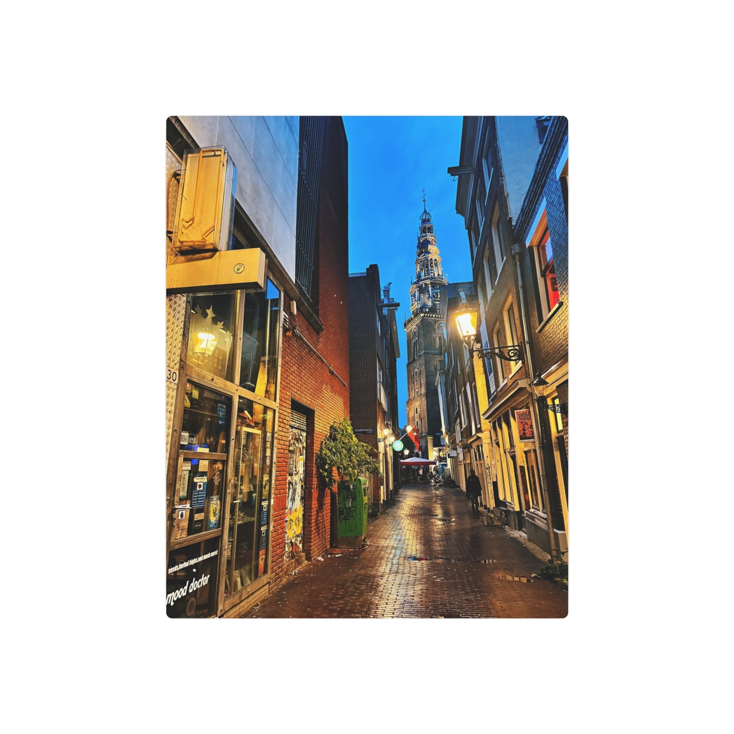 Amsterdam Alley Nightscape - Metal Art Sign