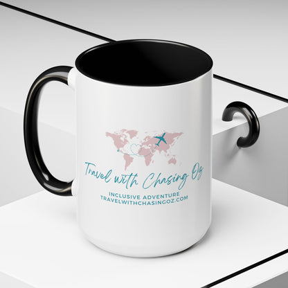 Travel with Chasing Oz Color Accent - Coffee Mug 15oz